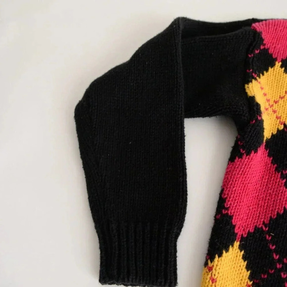 Vintage Attitude Black Argyle Pattern  Knit Mockneck Sweater S - Picture 8 of 12